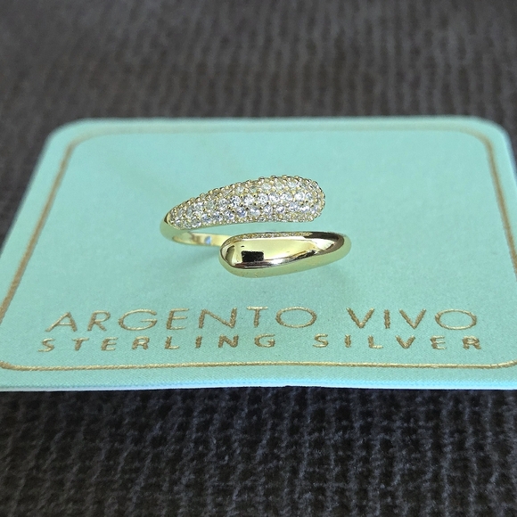 Argento Vivo Gold💛 Raindrops💧 Bypass🔁 Ring💍 - Picture 4 of 15